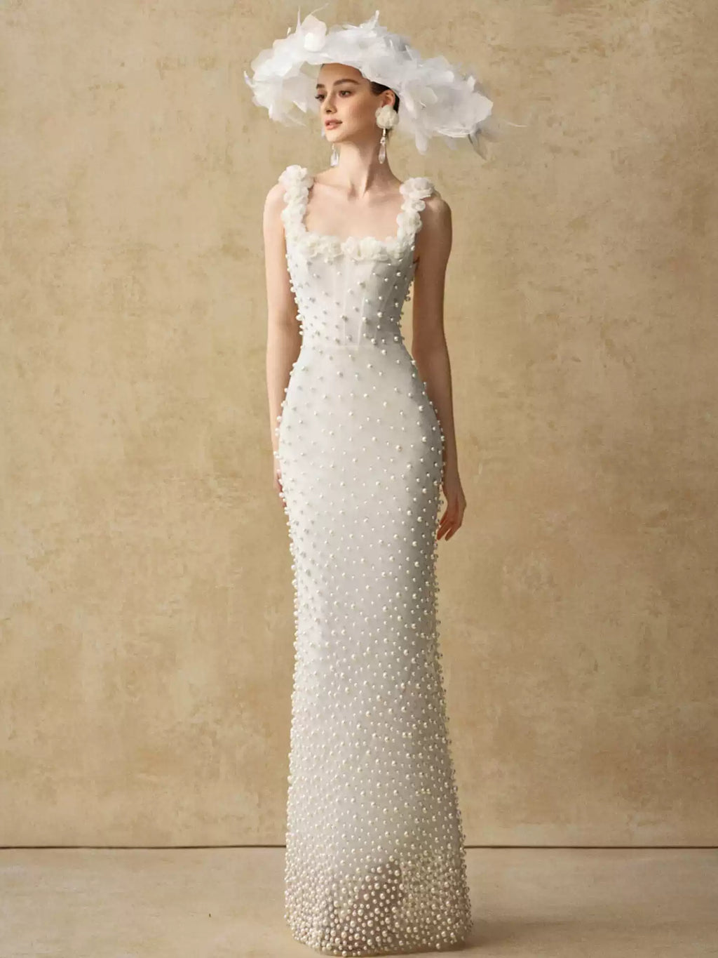 Eternity Wedding Dress Strapless Beaded Mermaid Evening Gown White
