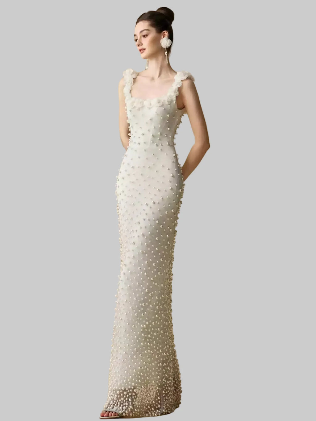 Eternity Wedding Dress Strapless Beaded Mermaid Evening Gown White