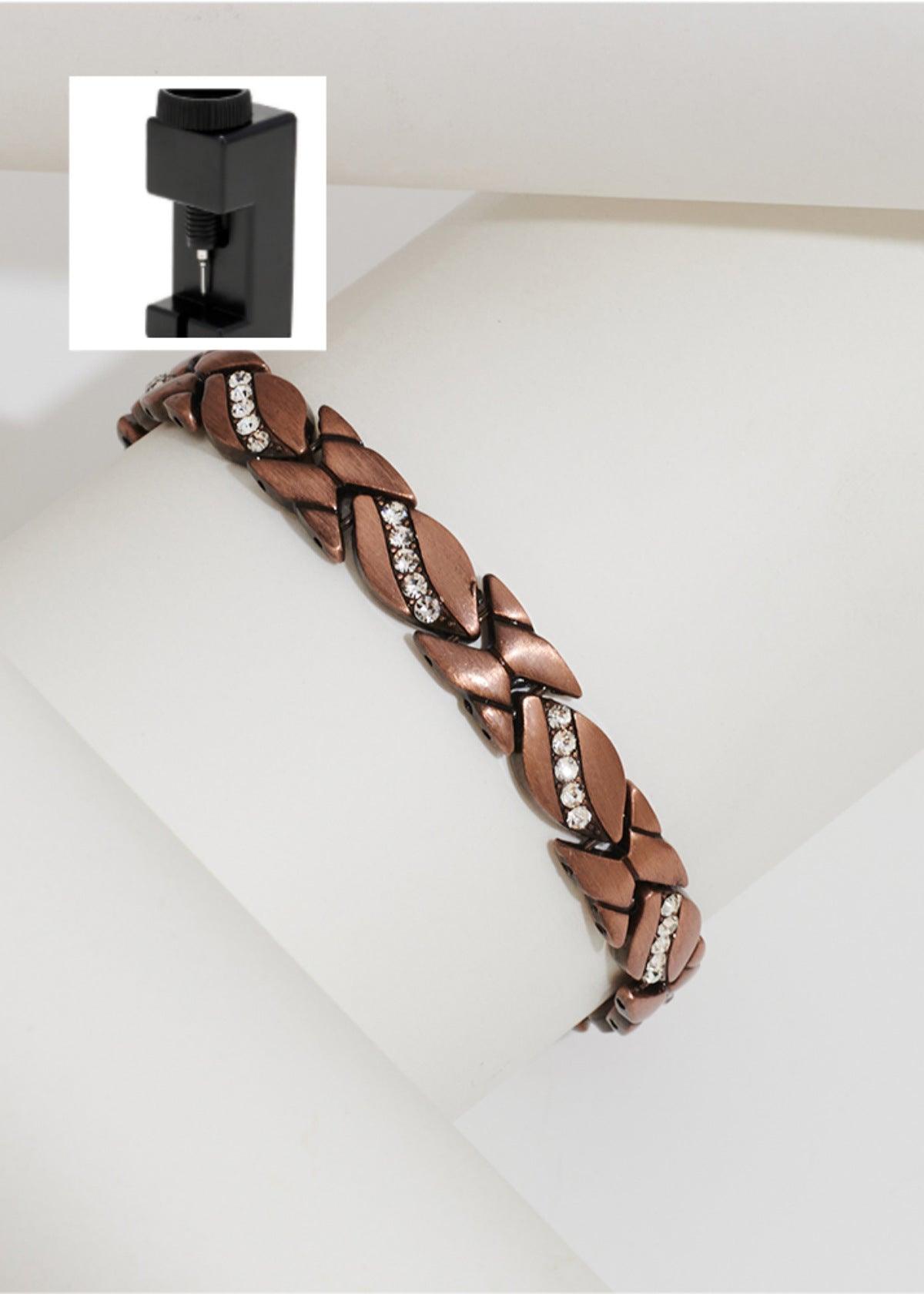 Mariam's Collection Mariam's Collection MAC083 Leaf Brushed Creative Magnet Bracelet — lifestyle worn / used context