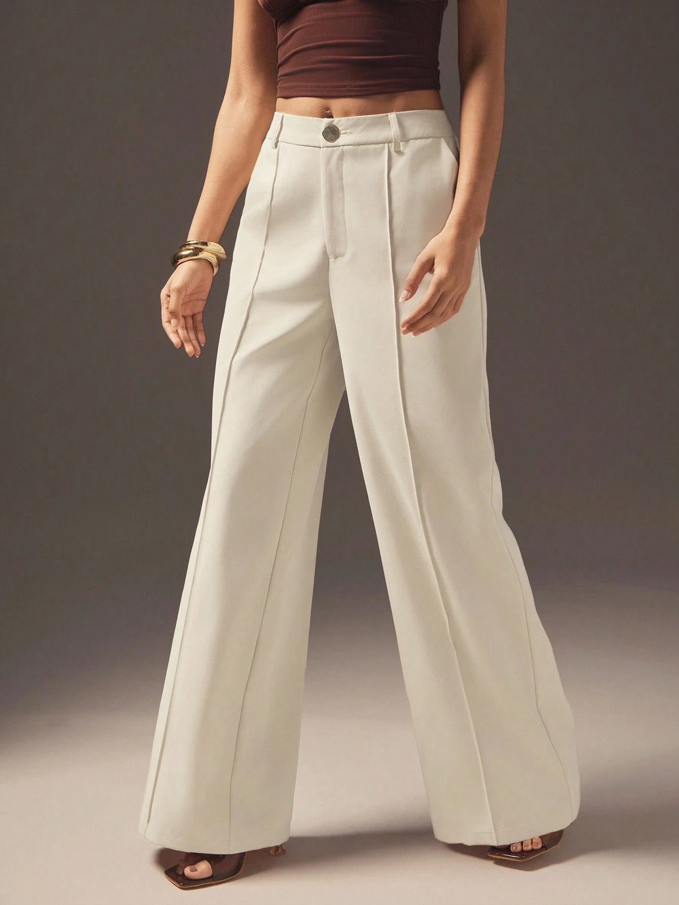 Bella Mia Apricot High Waist Slimming Small Women Pants Loose Idle Casual Draping High Grade Autumn Winter Narrow Wide Leg Pants — detail and construction