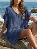 Bella Mia Women Dress Women Clothing Hand Crocheting Stitching Tied Loose Beach Beach Cover Up — detail and construction