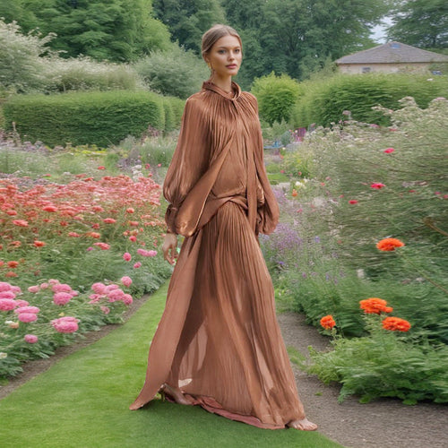 Niche High Grade Maxi Dress Autumn Winter Design Batwing Sleeve Lace up Dress Women