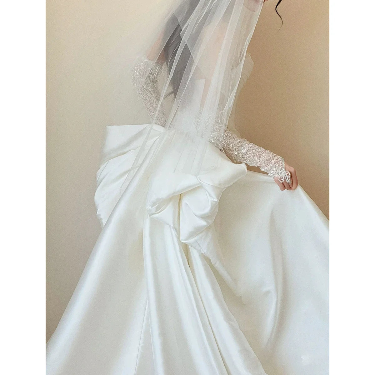 Lace Mermaid Wedding Dress Tube Top French Style White