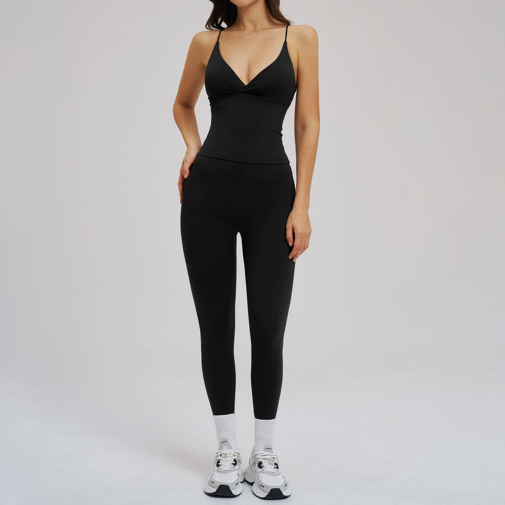 Bella Mia Brushed Sports Tight Back Running Sports Casual Suit Outdoor Riding Yoga Two Piece Sets — detail and construction