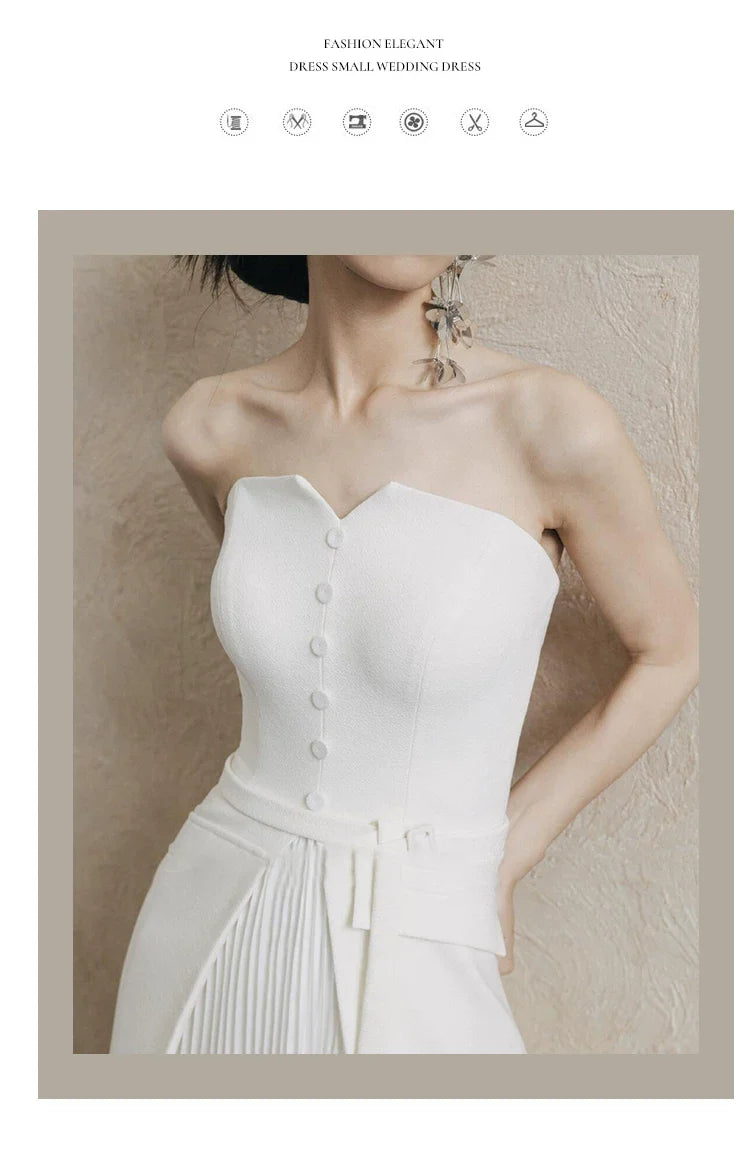 Wansha Fairy Strapless Lightweight Wedding Dress White