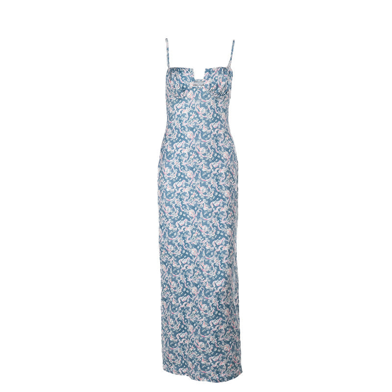 Bella Mia Sexy Suspender Printed Slim Fit Vacation Hip Maxi Dress — alternate view