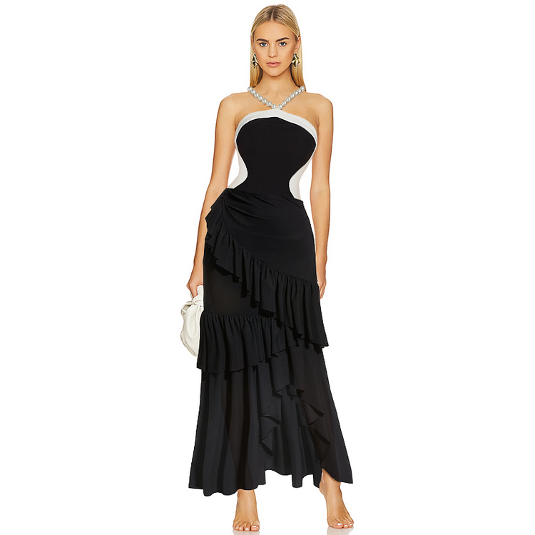 Queen Women's Push Up Slimming Long Skirt Swimsuit 007 Solid Color S