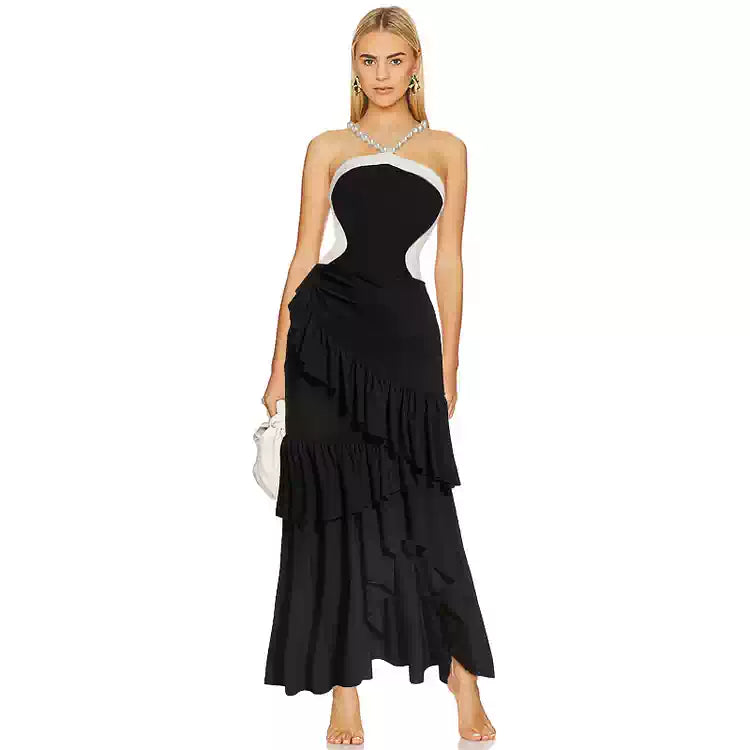 Queen Women's Push Up Slimming Long Skirt Swimsuit 007 Solid Color S