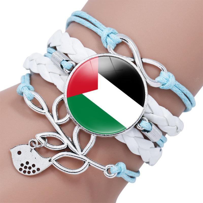 Mariam's Collection Palestinian flag keffiyeh pattern time gemstone love & ∞ style multi-layered… — comparison shot