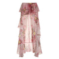 Bella Mia Sexy Holiday Romantic Floral Print Ruffled Skirt Sexy Irregular Asymmetric Trailing Dress with Lining — detail and construction
