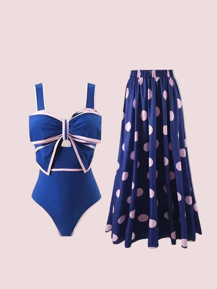 HERBERRY Women's Bikini Set Ruched One Piece Swimsuit Skirted