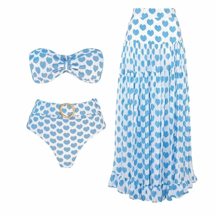 Polka Dot Print One-Piece Swimsuit Set for Women Vacation 2024
