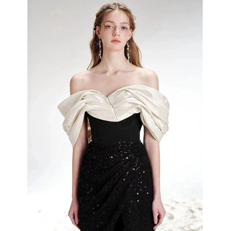 Off-Shoulder Evening Gown Formal Dress Black