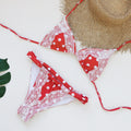 Bella Mia Retro Polka Dot Lace Strap Three Point Bikini Sexy Backless Split Swimsuit — detail and construction