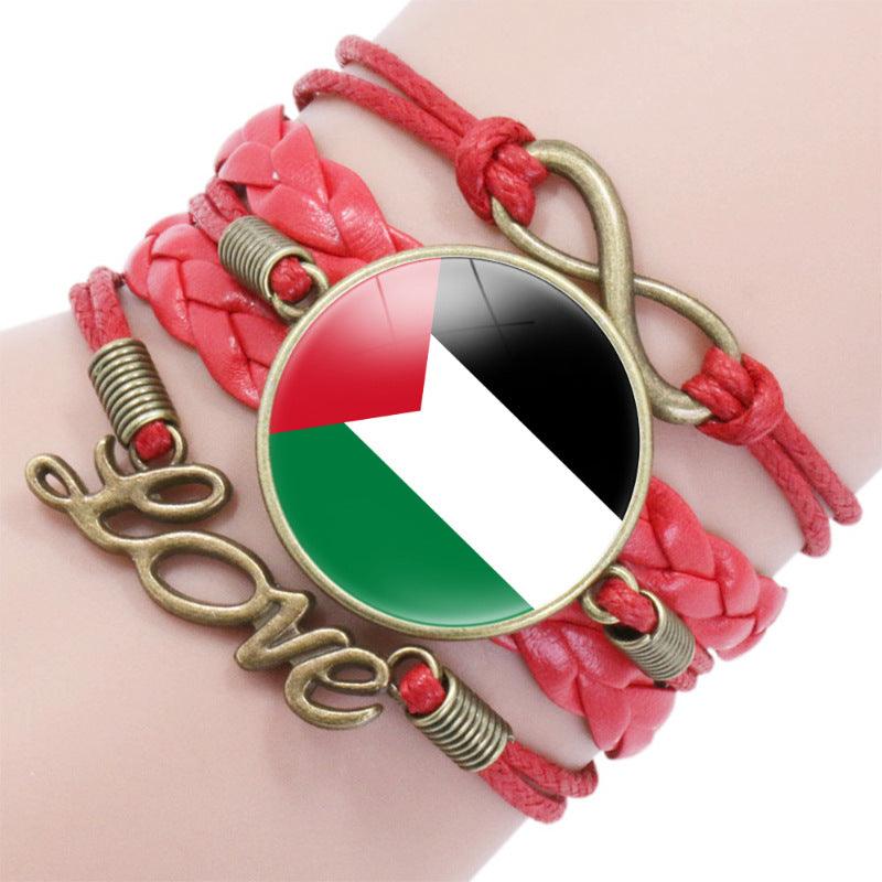 Mariam's Collection Palestinian flag keffiyeh pattern time gemstone love & ∞ style multi-layered… — product on model