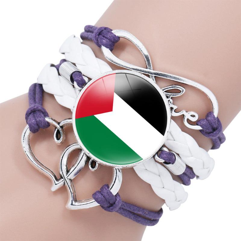 Mariam's Collection Palestinian flag keffiyeh pattern time gemstone love & ∞ style multi-layered… — detail shot 10