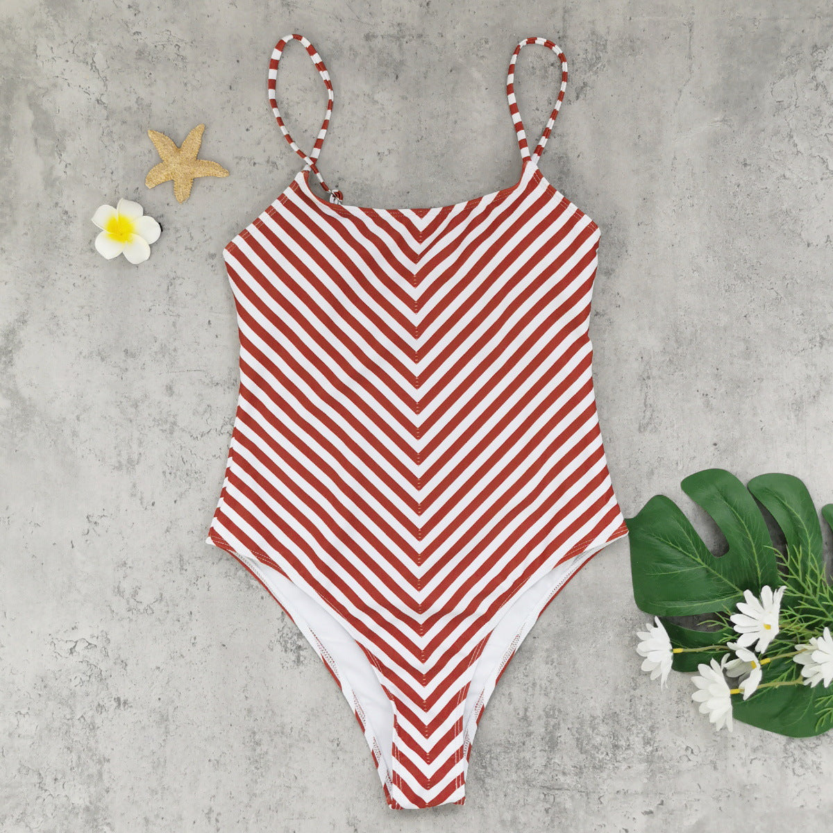Bella Mia Tube Top One Piece One Piece Swimsuit Women Patchwork Striped Printed Swimsuit — detail and construction