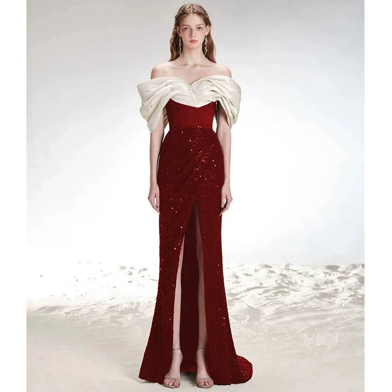 Off-Shoulder Evening Gown Formal Dress Black