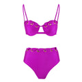 Bella Mia Sexy Tube Top Split Swimsuit Women High Waist Bikini Solid Color Bikini — detail and construction