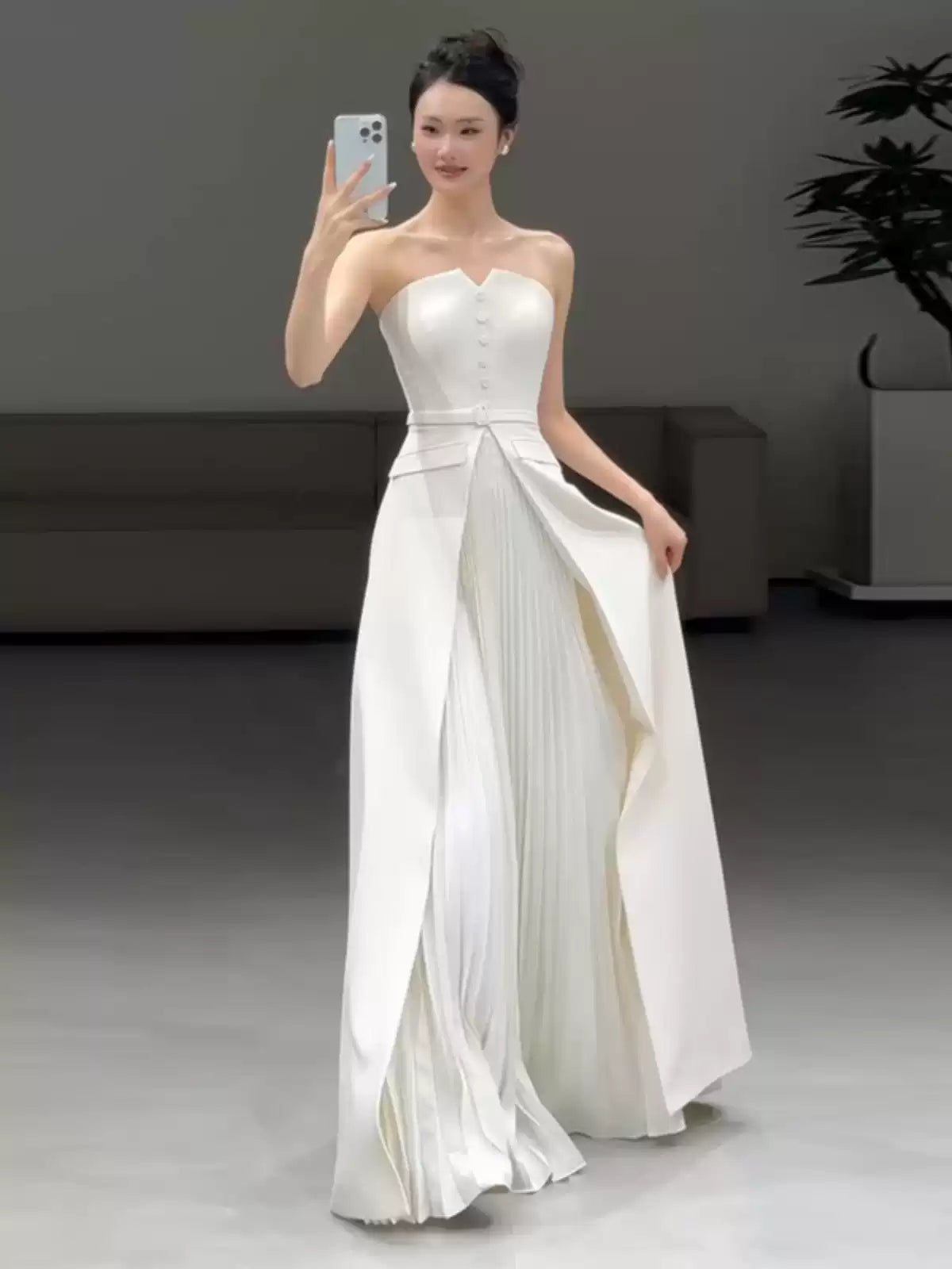 Wansha Fairy Strapless Lightweight Wedding Dress White