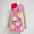 Bella Mia Personalized Minority Chic Short Dress Autumn Patchwork Three Dimensional Floral Design Slim Fit Slimming Dress Women — lifestyle context