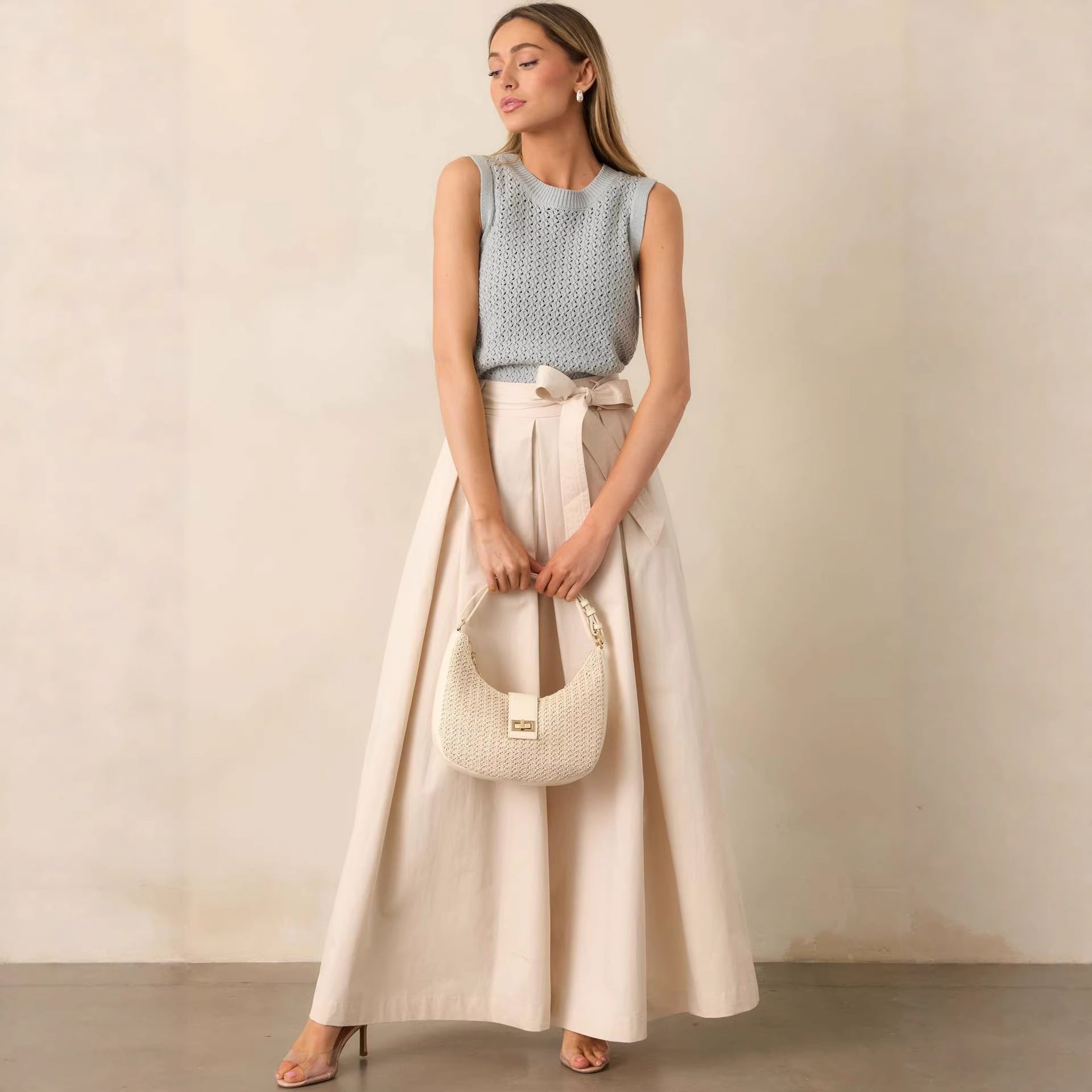 Bella Mia Women Spring Autumn Apricot Straight Leg Pants — lifestyle context