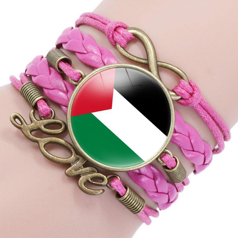 Mariam's Collection Palestinian flag keffiyeh pattern time gemstone love & ∞ style multi-layered… — feature highlight
