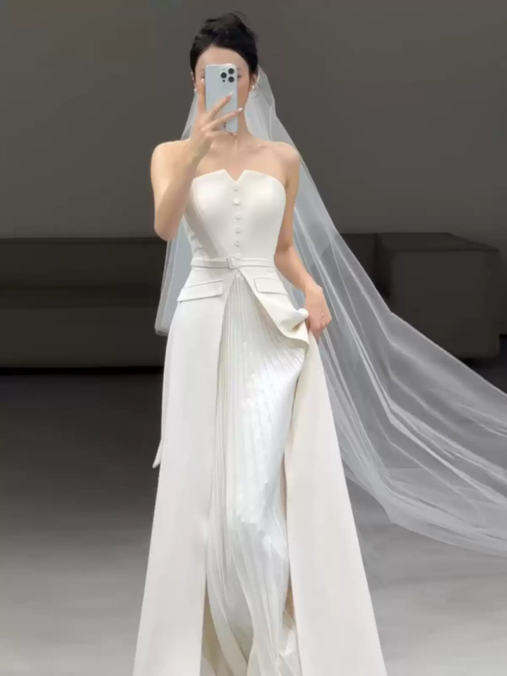Wansha Fairy Strapless Lightweight Wedding Dress White