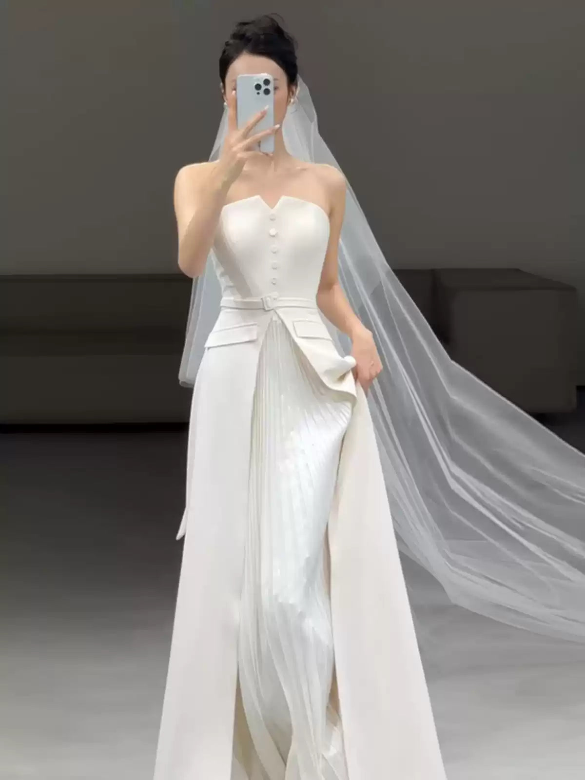 Wansha Fairy Strapless Lightweight Wedding Dress White