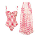 Polka Dot Print One-Piece Swimsuit Set for Women Vacation 2024