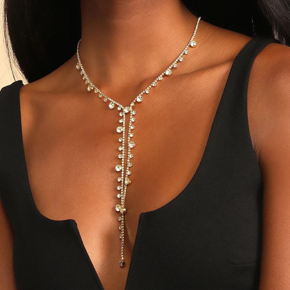 Mariam's Collection MAC088 Personalized Long Tassel Irregular Diamond Necklace — main product shot