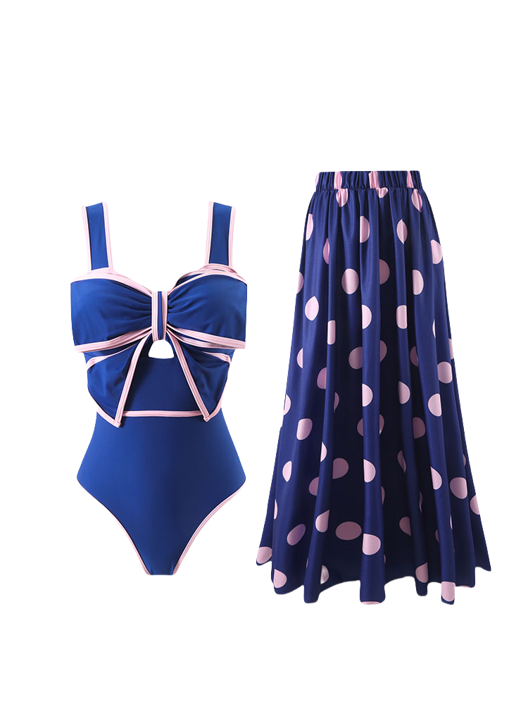 HERBERRY Women's Bikini Set Ruched One Piece Swimsuit Skirted