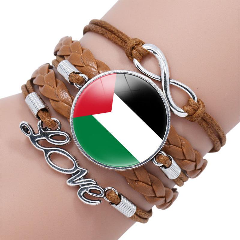 Mariam's Collection Palestinian flag keffiyeh pattern time gemstone love & ∞ style multi-layered… — lifestyle worn / used context