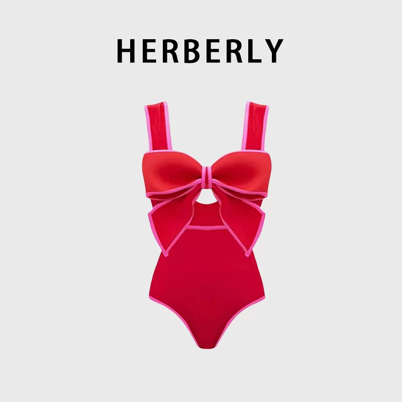 HERBERRY Women's Bikini Set Ruched One Piece Swimsuit Skirted