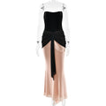 Bella Mia Pleated Ribbon Slim Fit High Waist Dress Sexy Wrapped Chest Waist Color Contrast Patchwork Dress — packaging or label