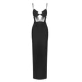 Bella Mia Black Knitted Bandage One Piece Dress Women Cross Spaghetti Straps Slimming Commuting Date Cocktail Slim Fit Maxi Dress — alternate view