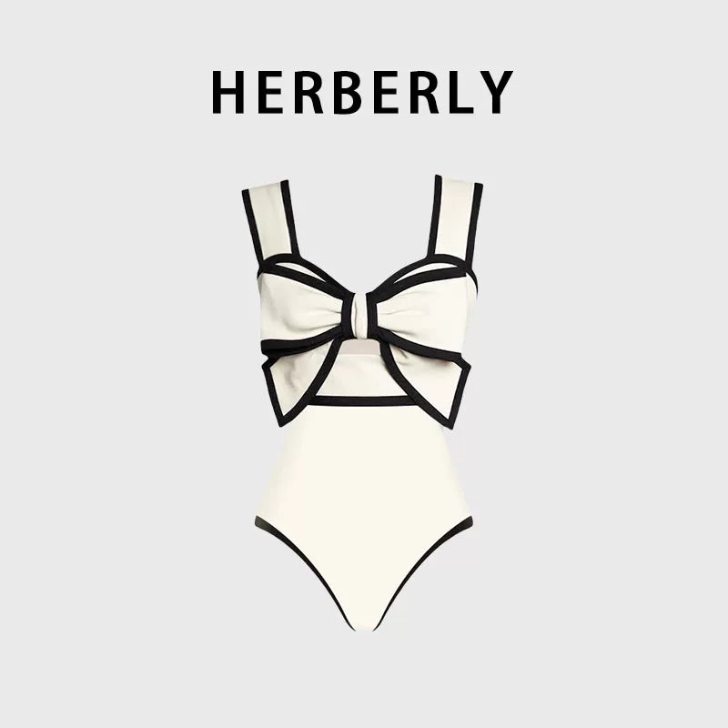HERBERRY Women's Bikini Set Ruched One Piece Swimsuit Skirted