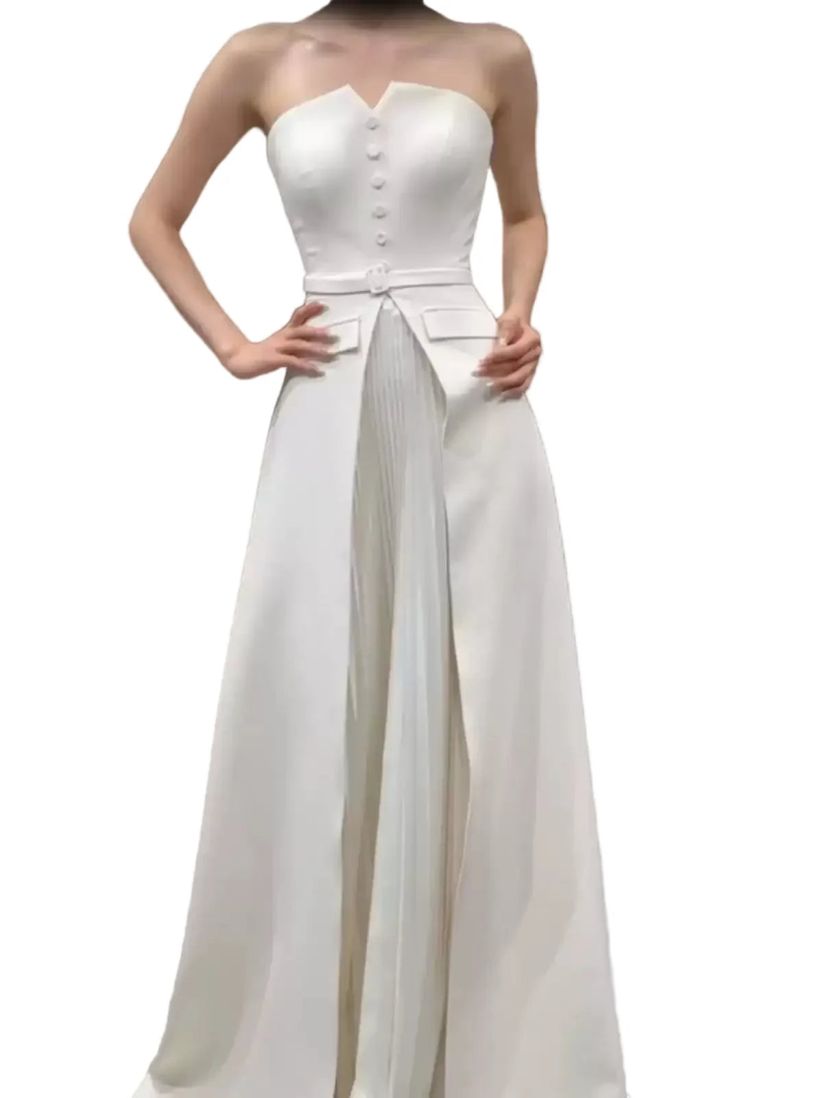 Wansha Fairy Strapless Lightweight Wedding Dress White