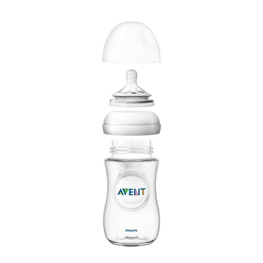 Philips Avent Natural Baby Bottle 120ml - BPA-Free Borosilicate Glass, Anti-Colic Valve