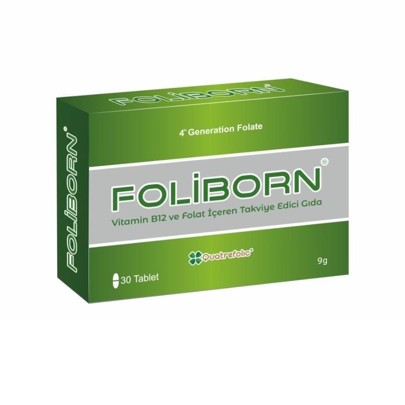 Foliborn Folic Acid & Vitamin B12 Supplement - 30 Tablets for Healthy Pregnancy, Energy & Nervous System