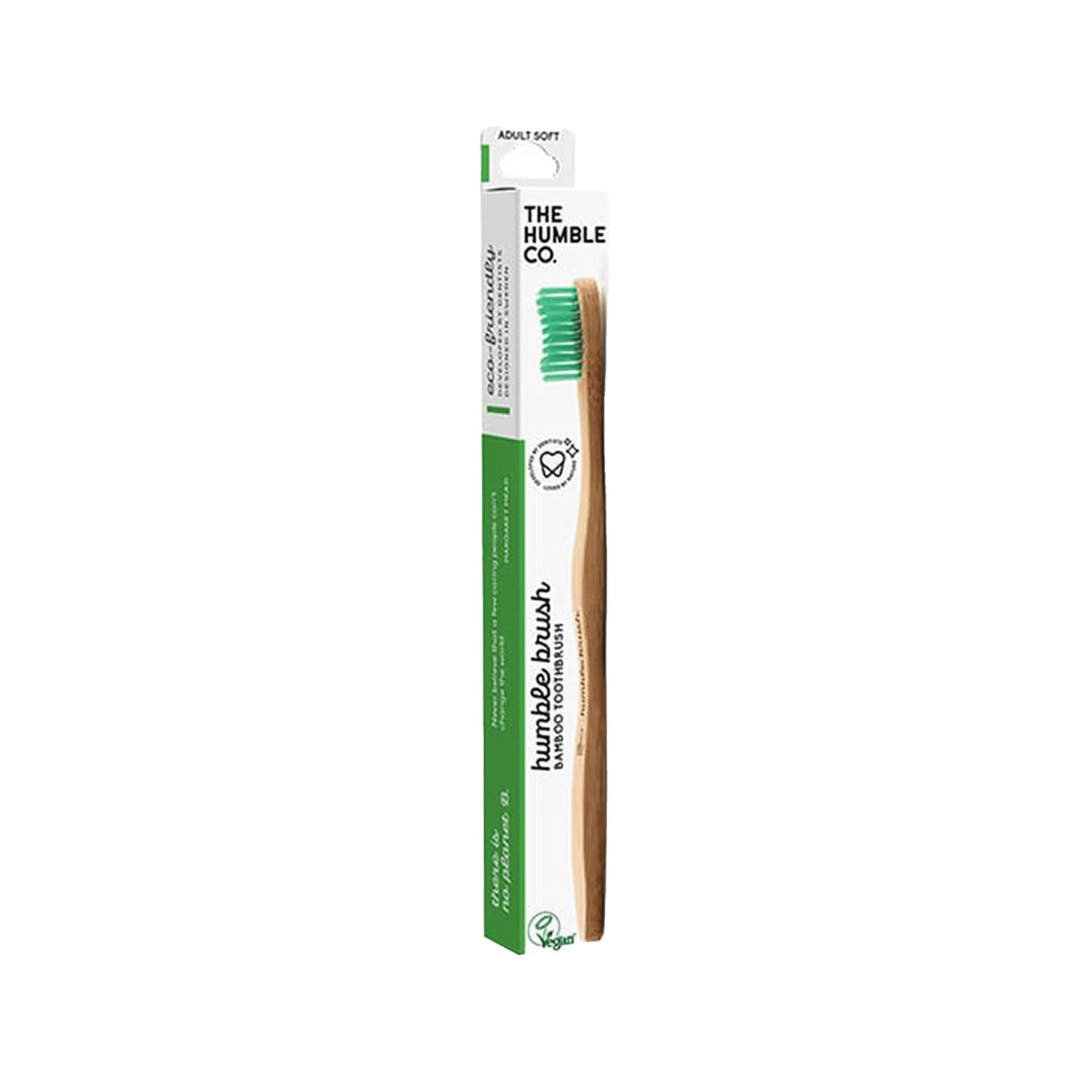 The Humble Co Soft Manual Toothbrush for Adults - Gentle Oral Care, Soft Bristles, Eco-Friendly Green Toothbrush