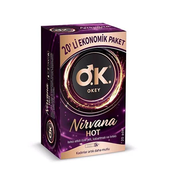 Okey Nirvana Hot Ultra Ribbed Condoms - Enhanced Pleasure & STI Protection - 20 Count