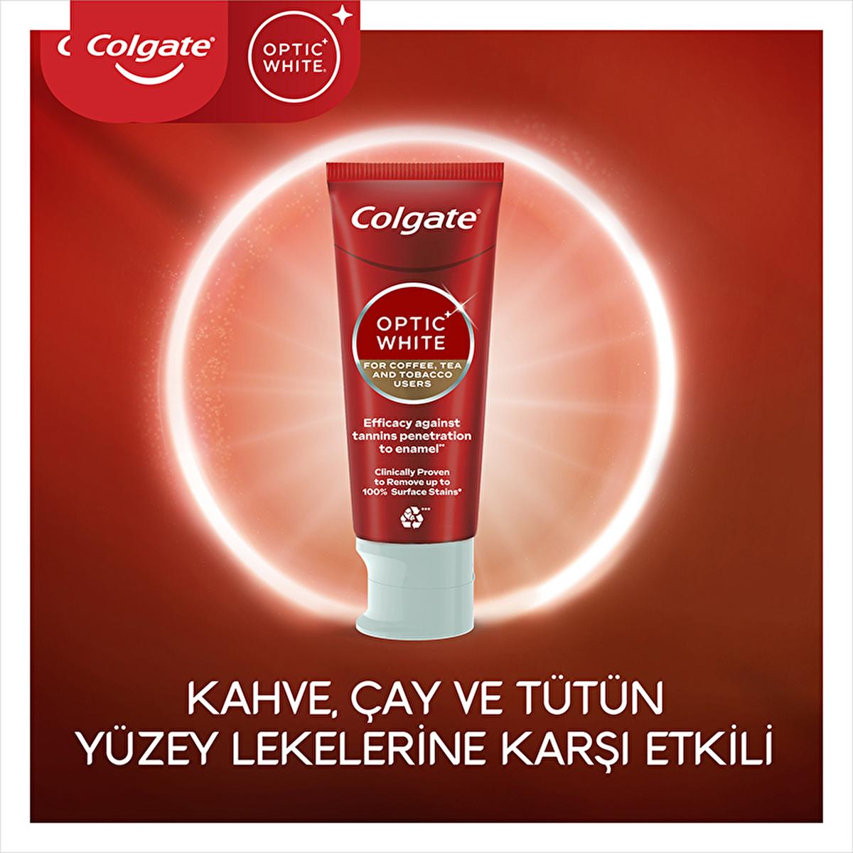 Colgate Optic White Whitening Toothpaste for Coffee & Tea Drinkers, Smokers - Gentle on Enamel, 2.54 fl oz
