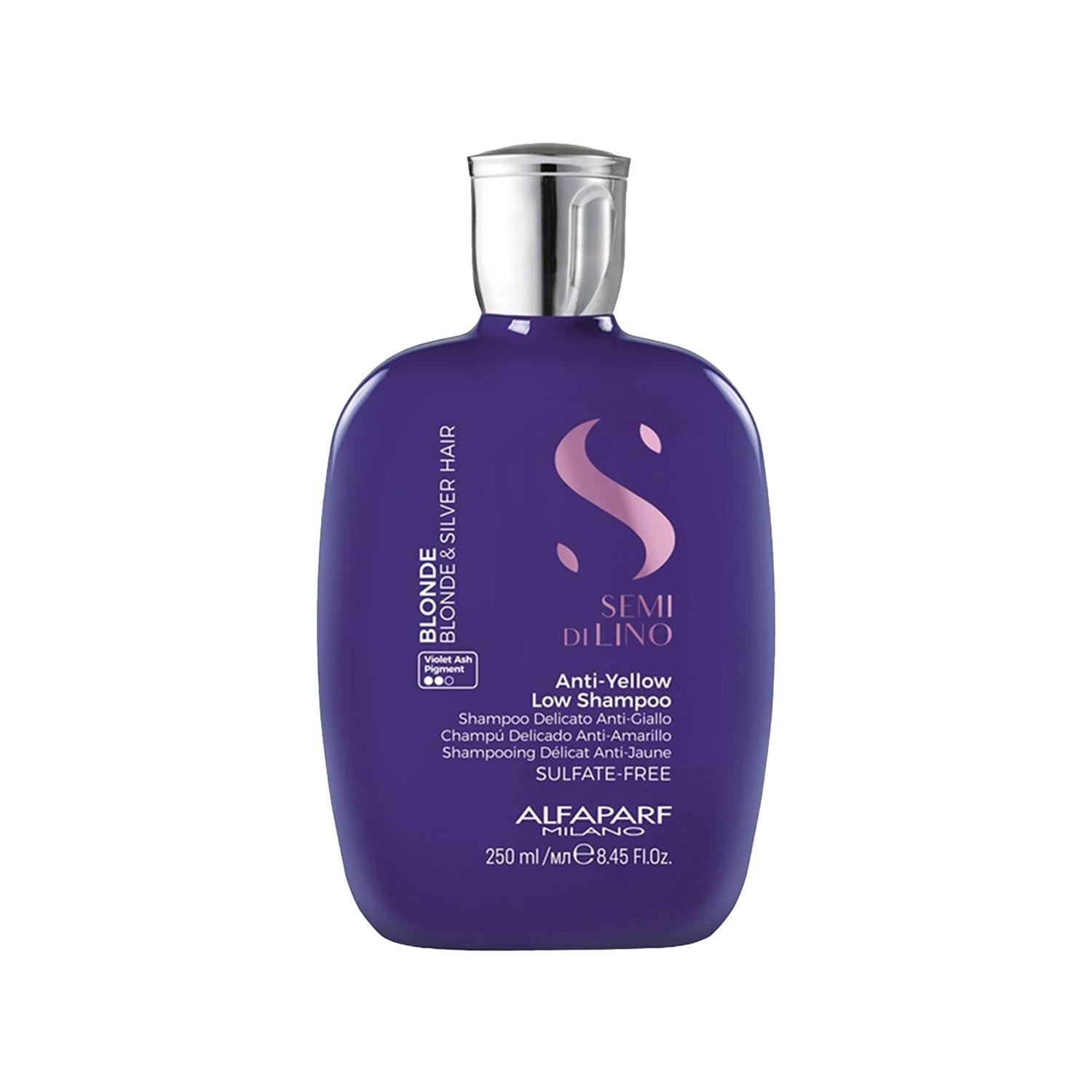Alfaparf Semi Di Lino Blonde Anti-Yellow Shampoo - 250ml, Neutralizes Brassy Tones, Blonde Hair Care