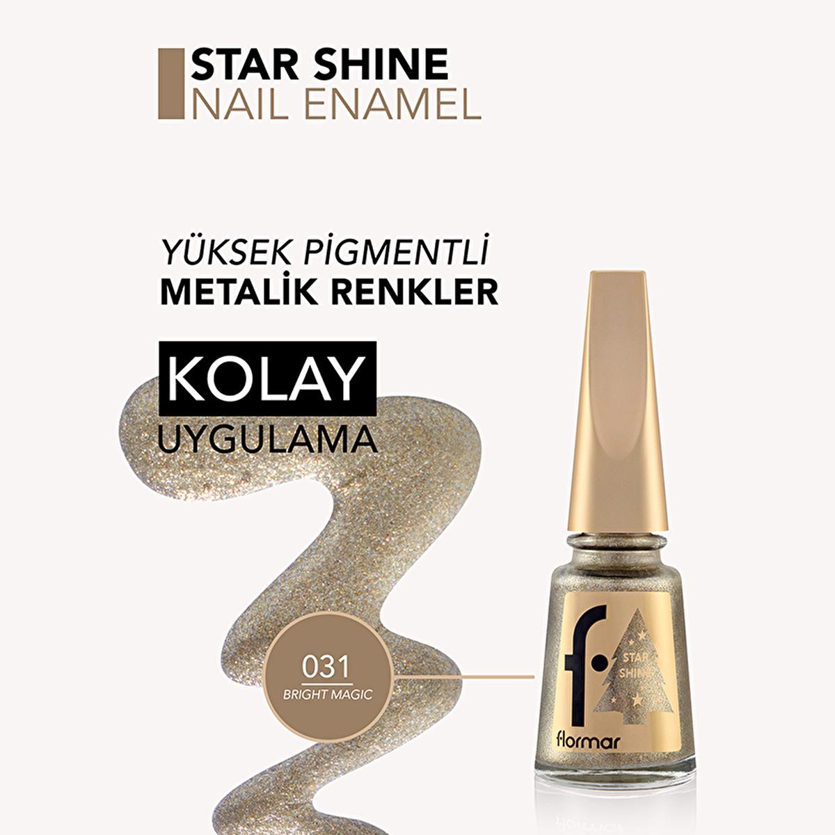 Flormar Star Shine Metallic Nail Polish - Highly Pigmented, Long-Lasting, Dramatic Nail Art