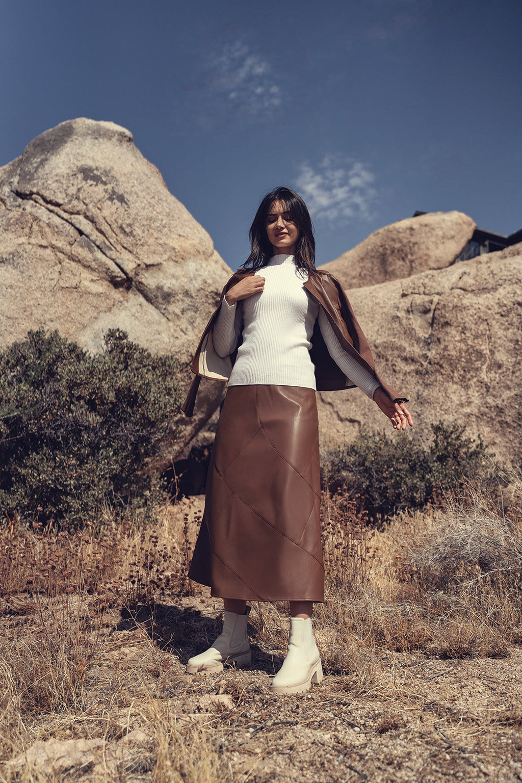 profile-nyc LEATHER SEAM SKIRT — lifestyle context
