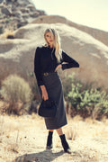 STRAIGHT WOOL SKIRT WITH BELT