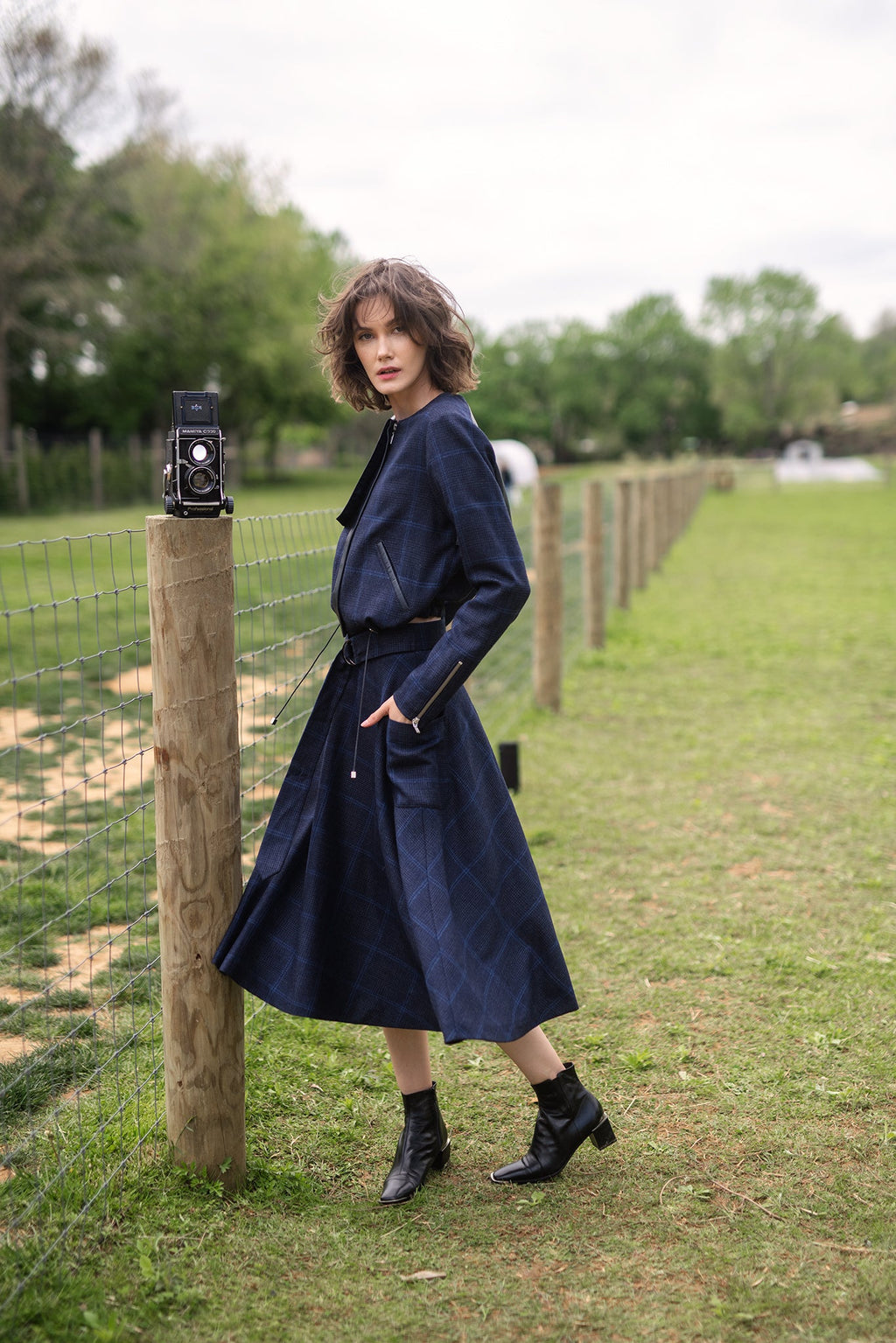 PLAID WOOL SKIRT WITH BUCKLE