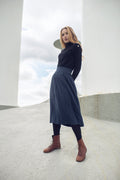profile-nyc KNIT PLEATED SKIRT-SLATE BLUE — main product shot