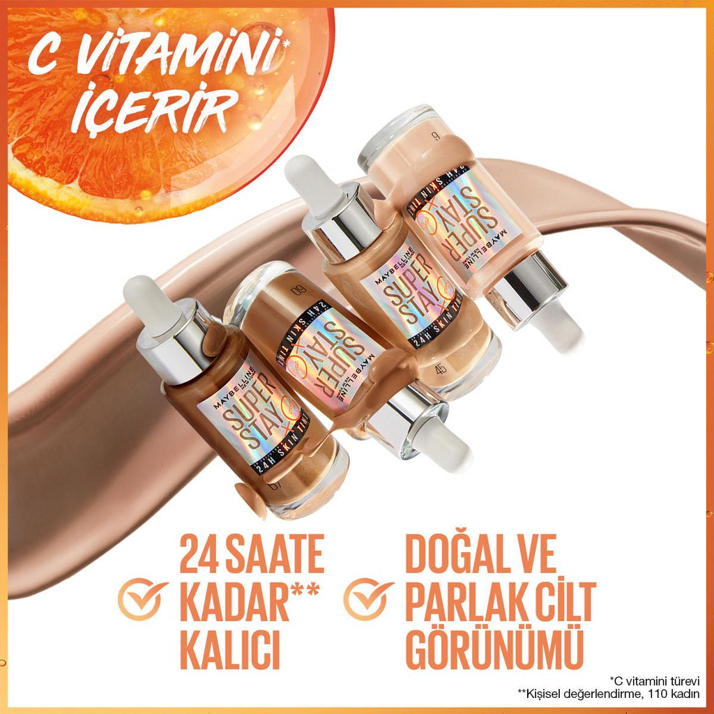 Maybelline New York Super Stay Vitamin C Skin Tint Foundation: Long Lasting, Light Coverage, Radiant, Natural Finish